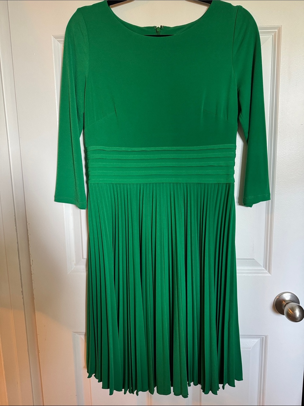 Eliza J Emerald Green Pleated Long Sleeve Dress